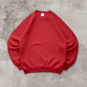 Jerzees Red Crewneck 1990 Vintage Blank Sweatshirt Boxy M USA Made Oversized Box